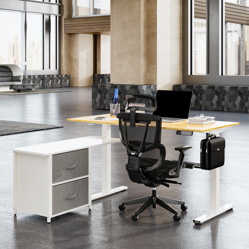 L-Shaped Standing Desk with Cabinet (FL1) | FlexiSpot